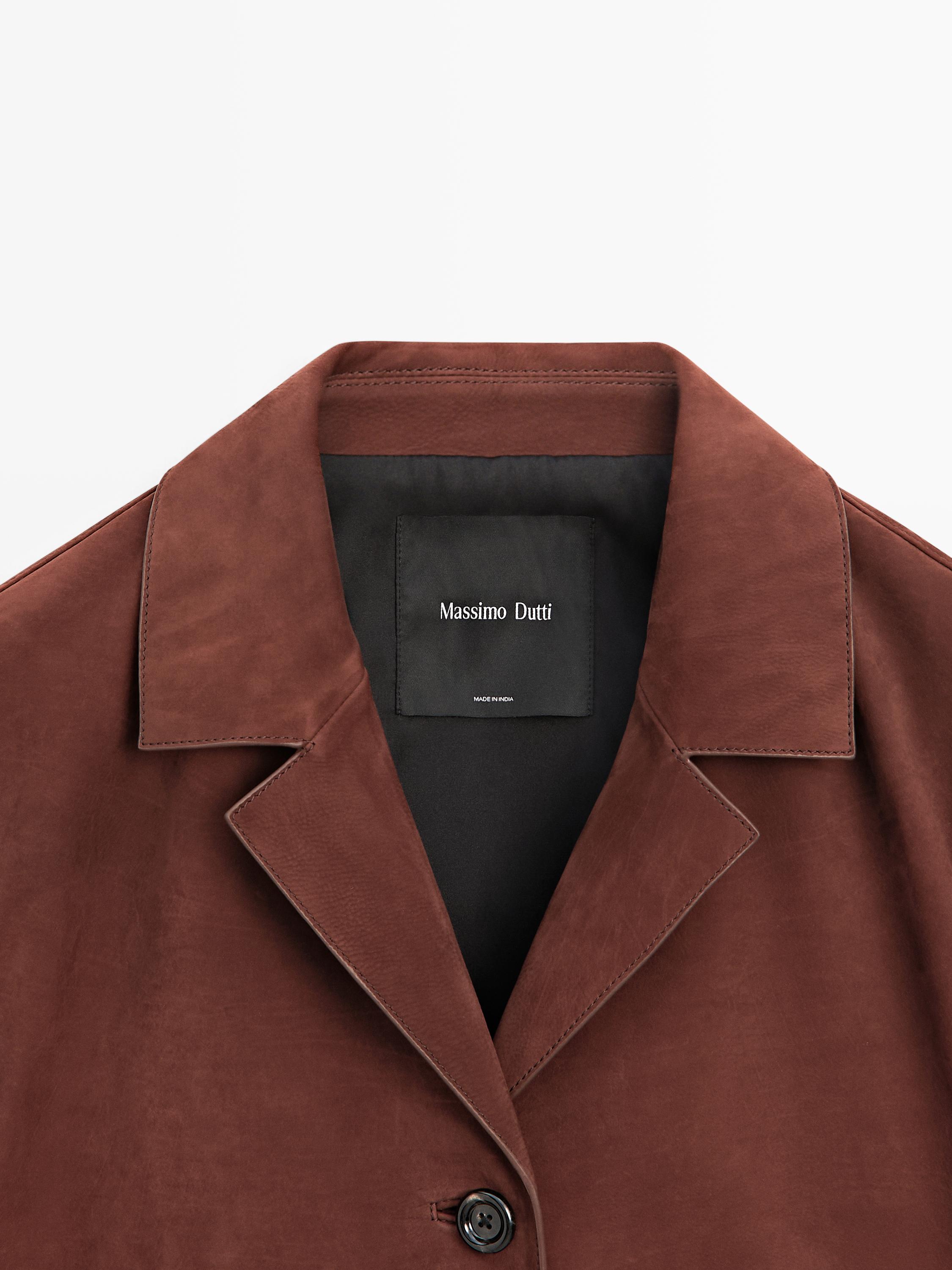 Nubuck leather blazer with lapel